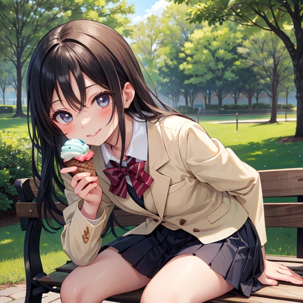 黒髪ロングでブレザーの少女５５