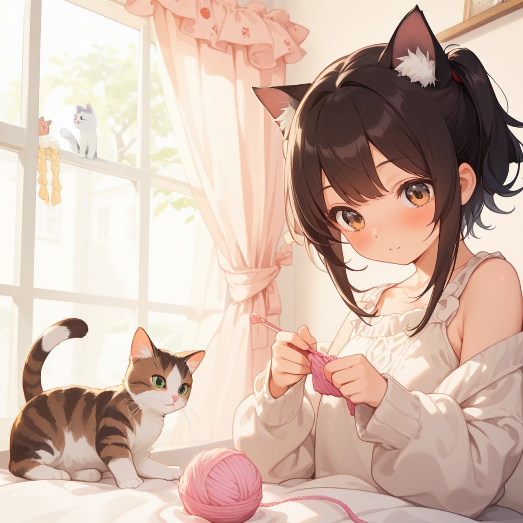 猫と編み物 | の人気AIイラスト・グラビア