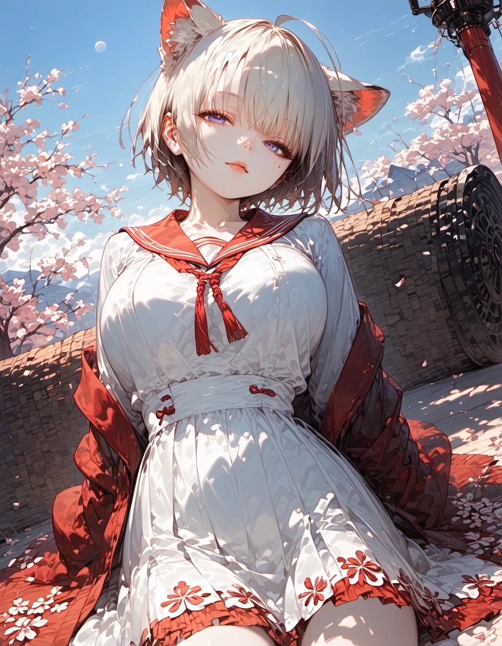 White Hair and Crimson Cords