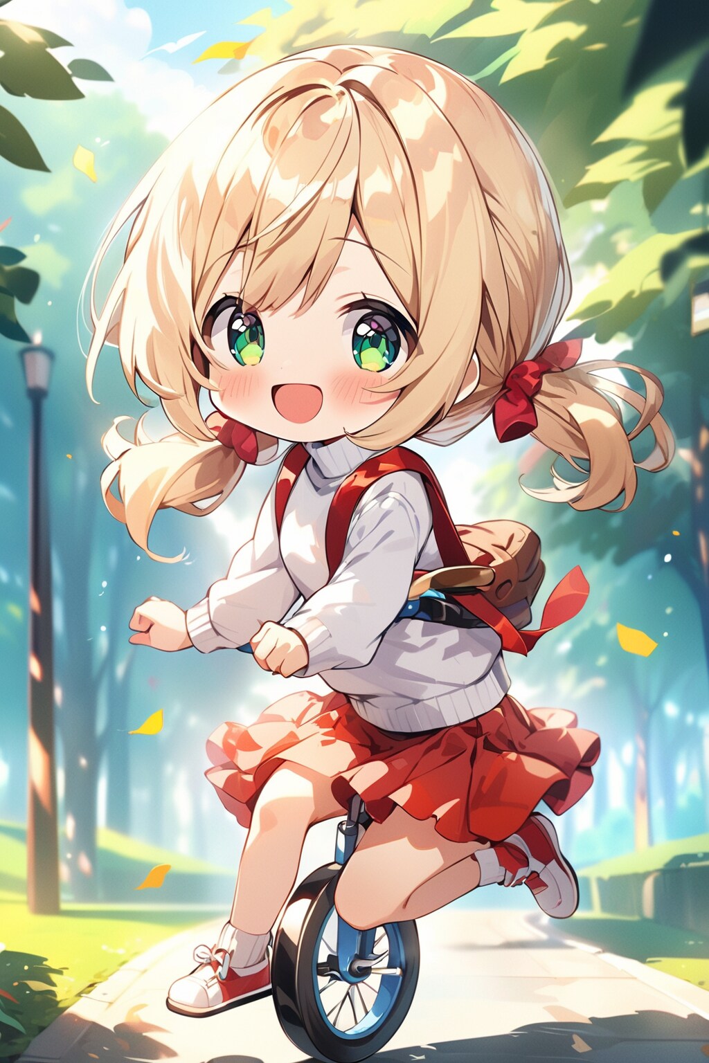 一輪車に乗る茉莉花ちゃん