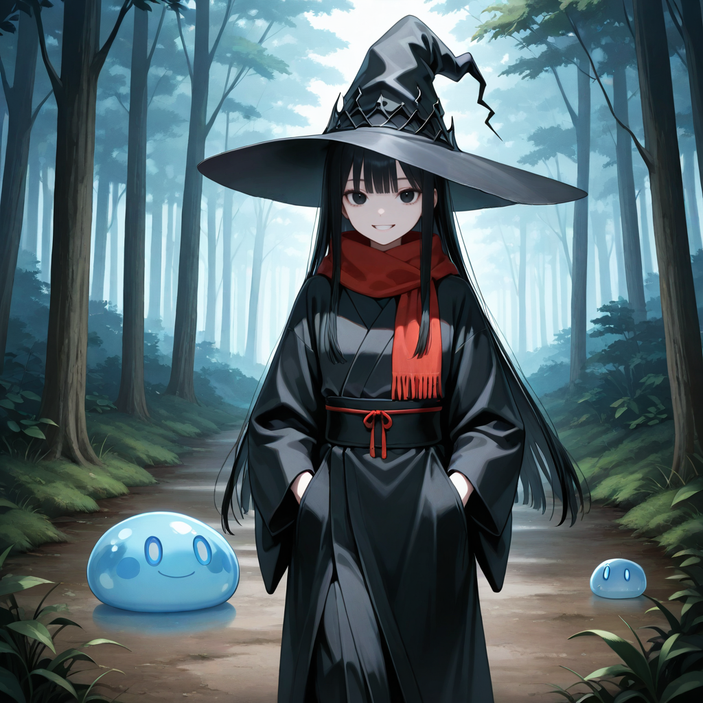 スライムの森を冒険する魔女さん | の人気AIイラスト・グラビア