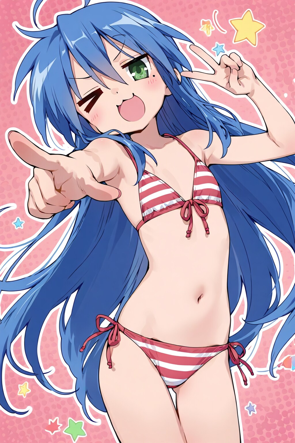 ぺたん娘青髪ロング