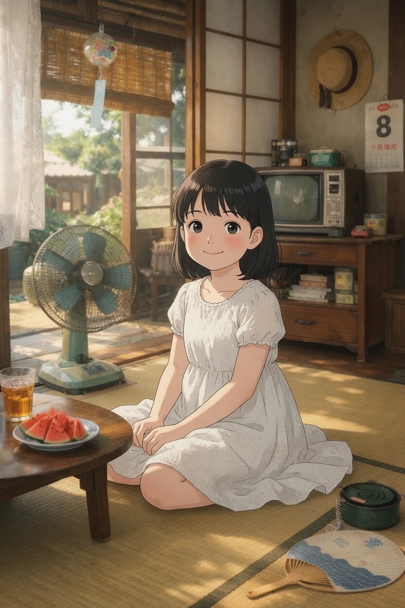 夏休みなので、祖父母の家に遊びに来た孫