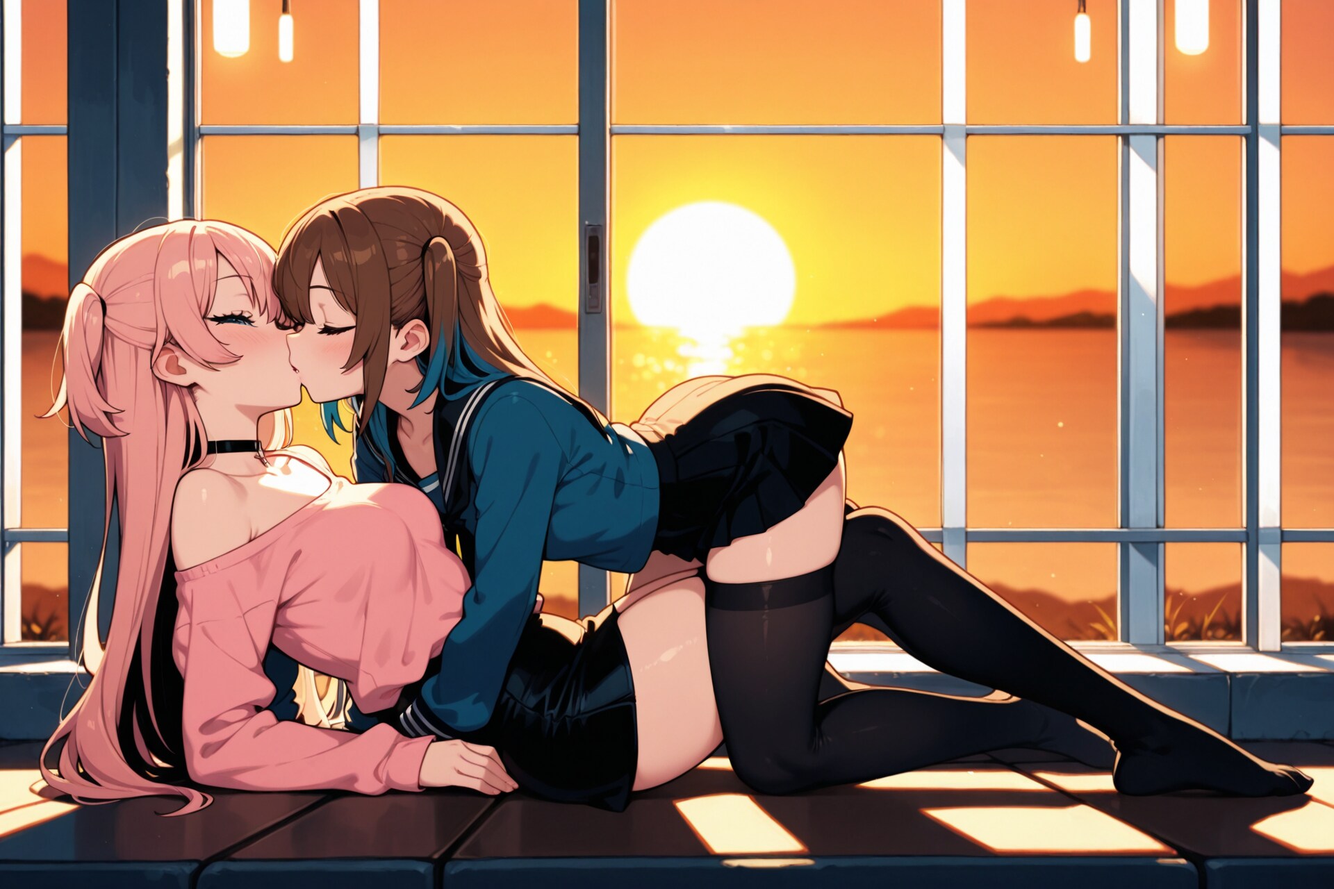夕焼けでキス