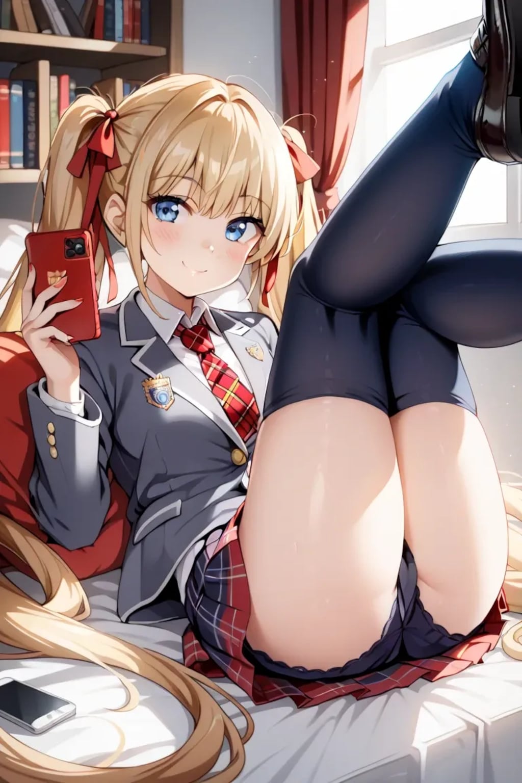 脚を高く上げて白パンツ丸見え♡