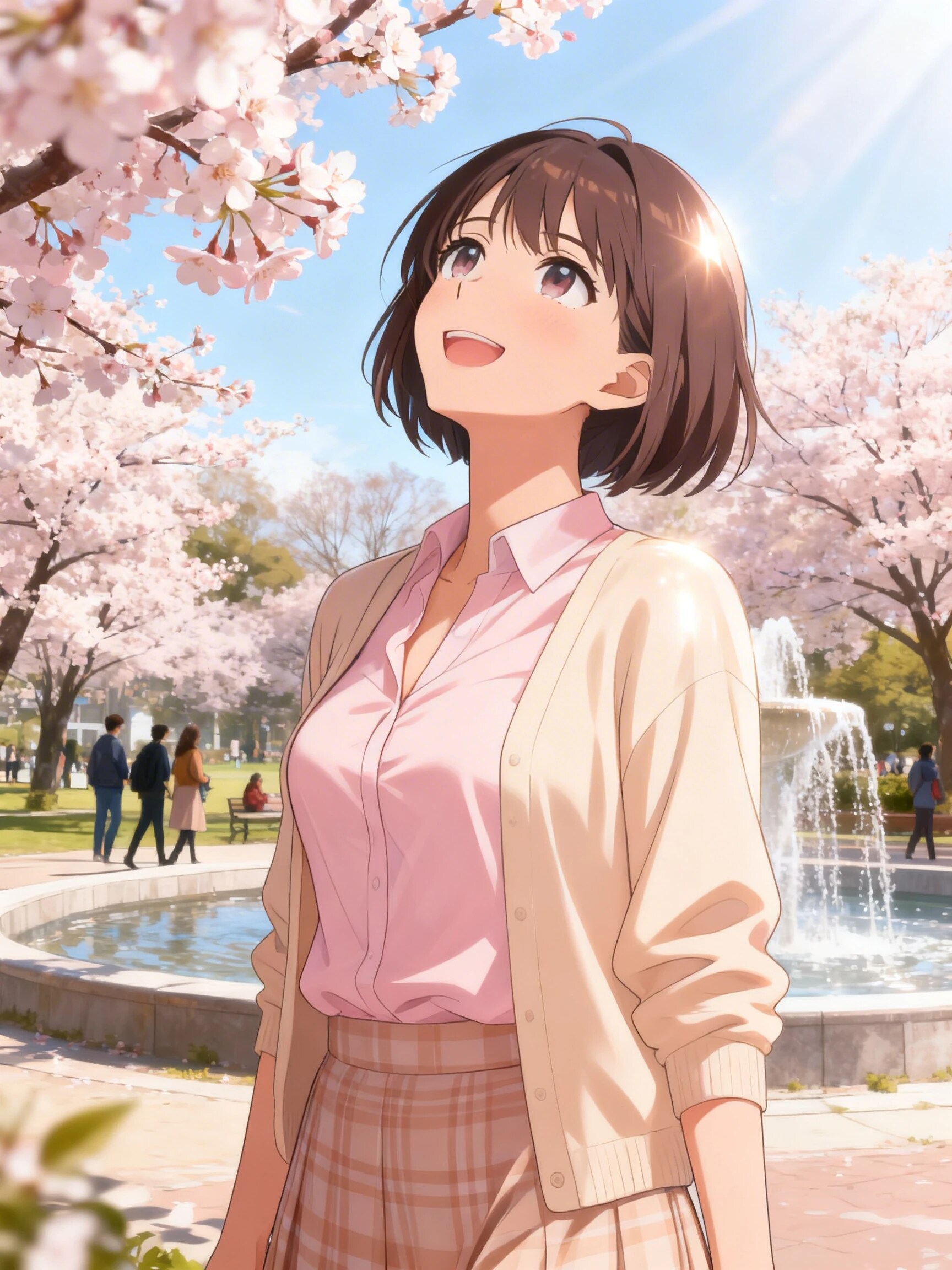 桜を見上げるセイラ