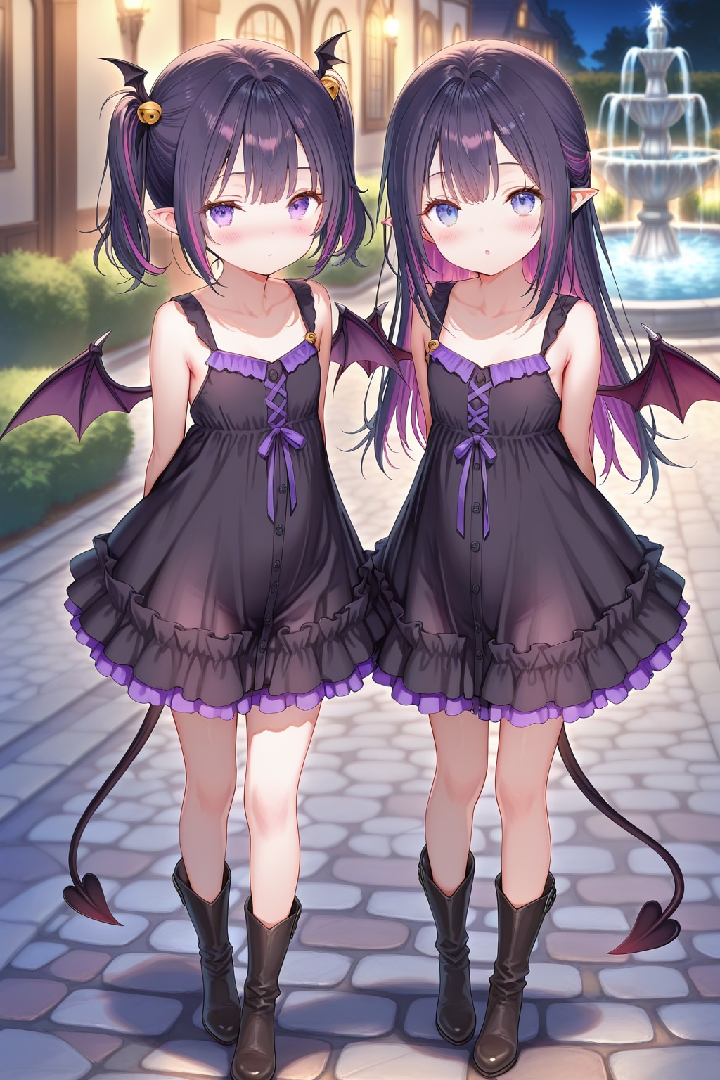 双子のろりさきゅばすちゃん＿黒ドレス