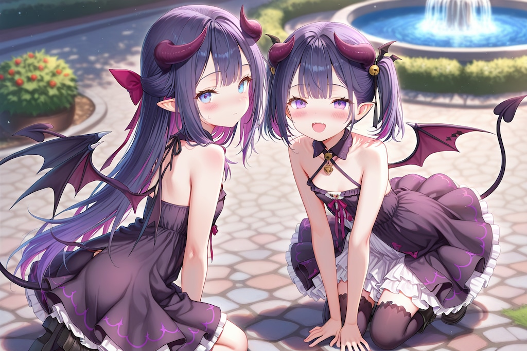 双子のろりさきゅばすちゃん＿黒ドレス
