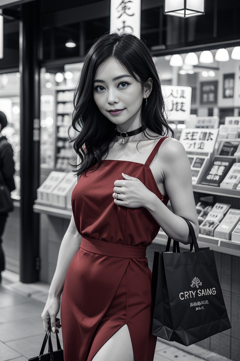 赤いドレスの熟女3 | の人気AIイラスト・グラビア