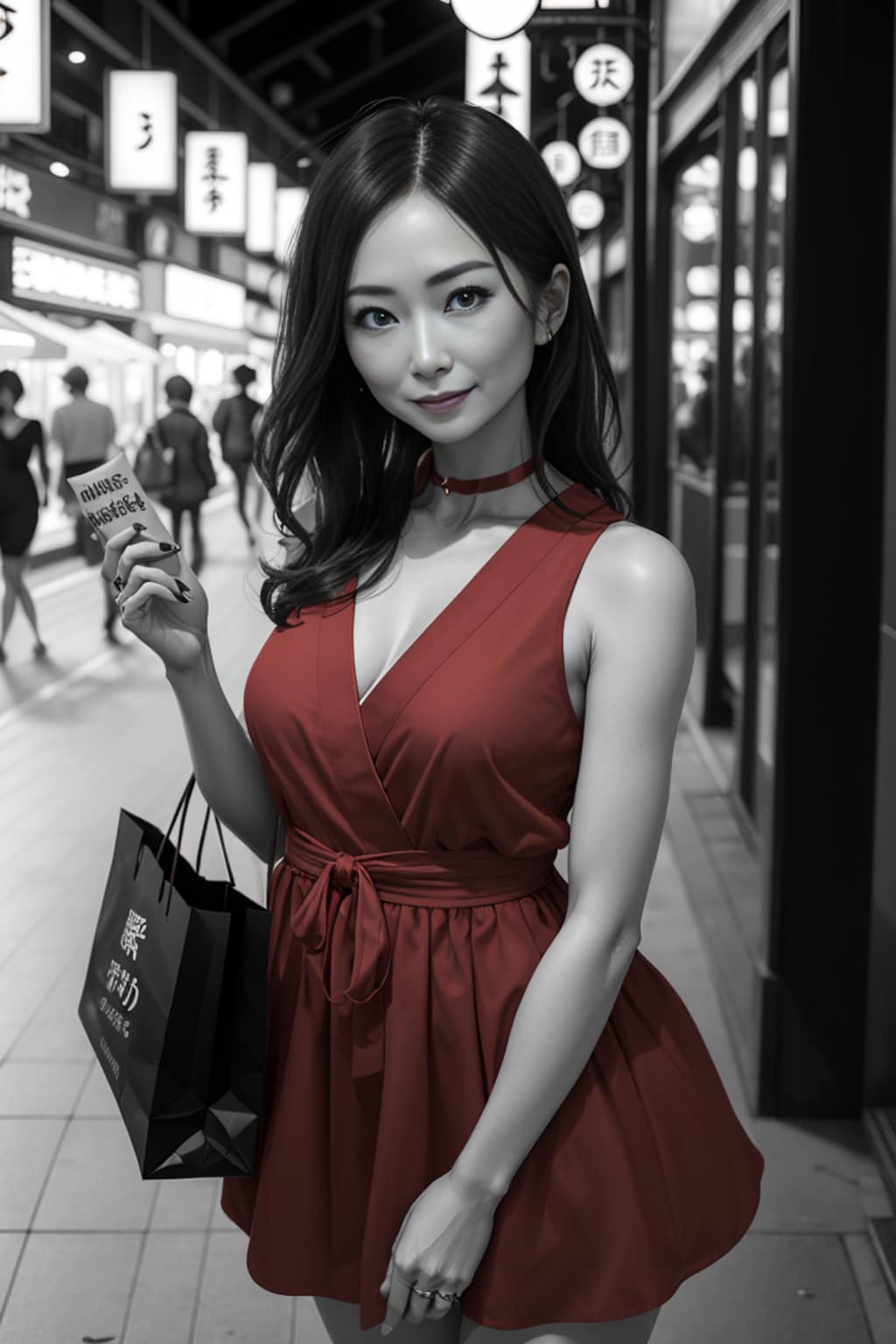 赤いドレスの熟女3