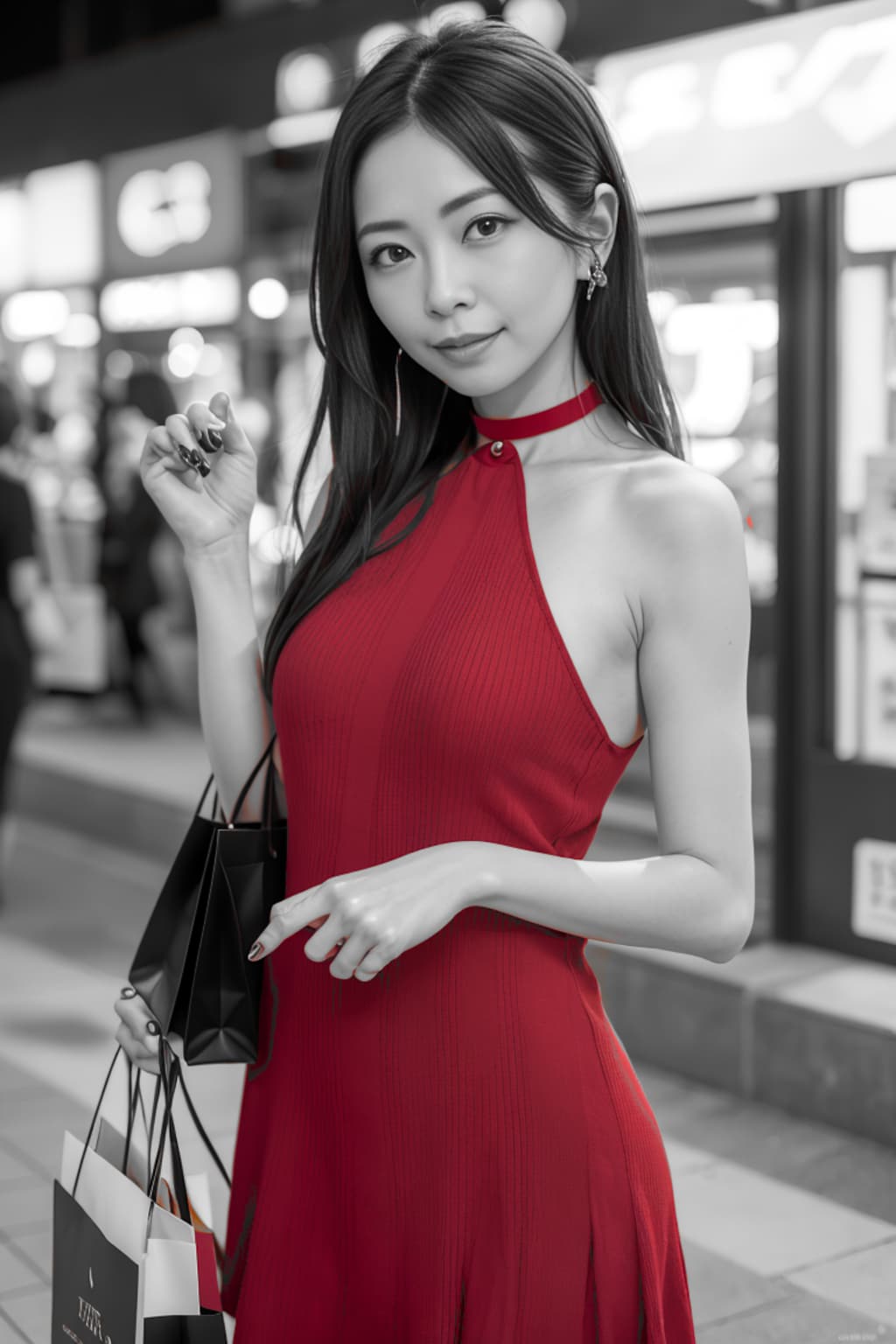 赤いドレスの熟女3