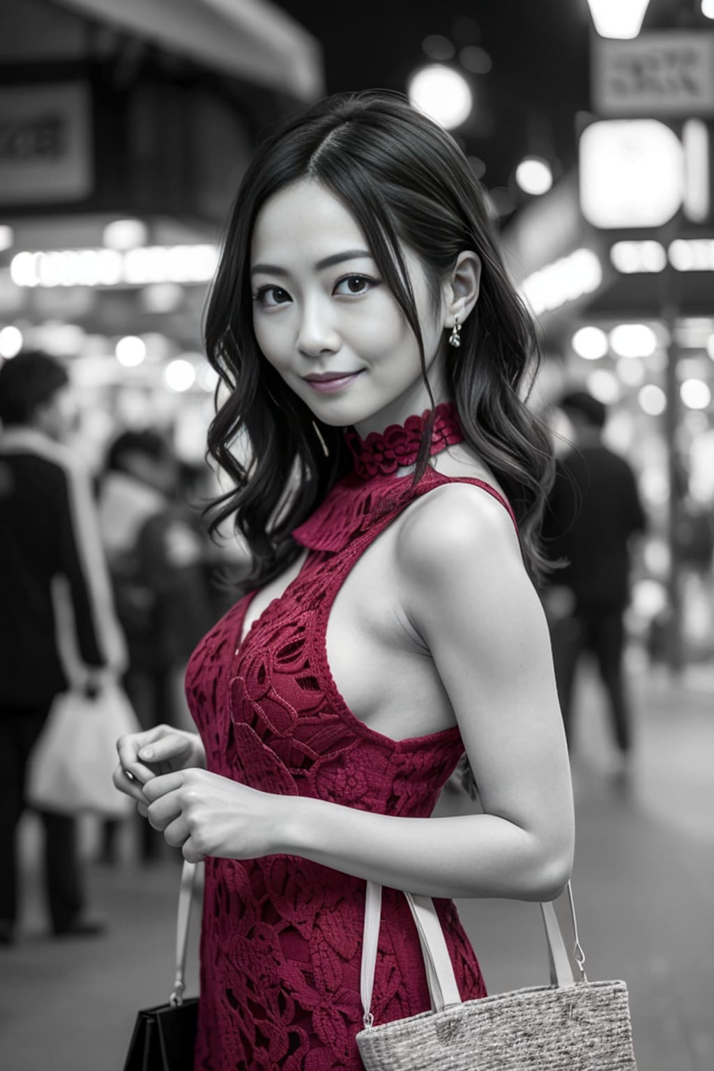 赤いドレスの熟女3