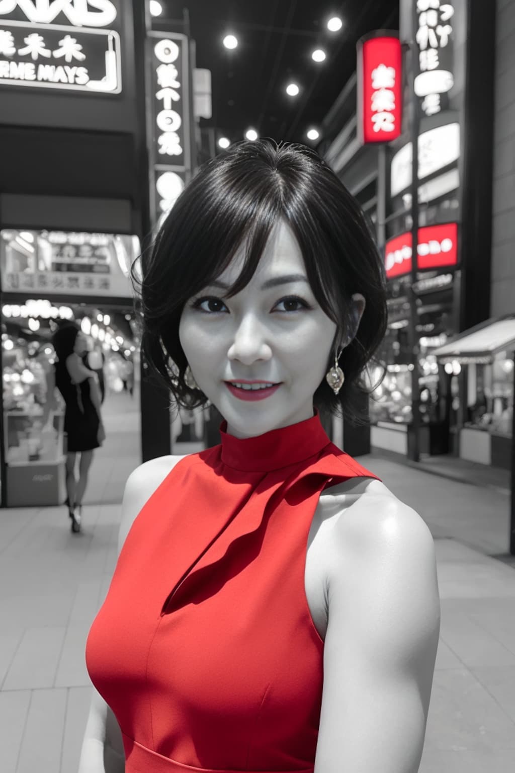 赤いドレスの熟女3