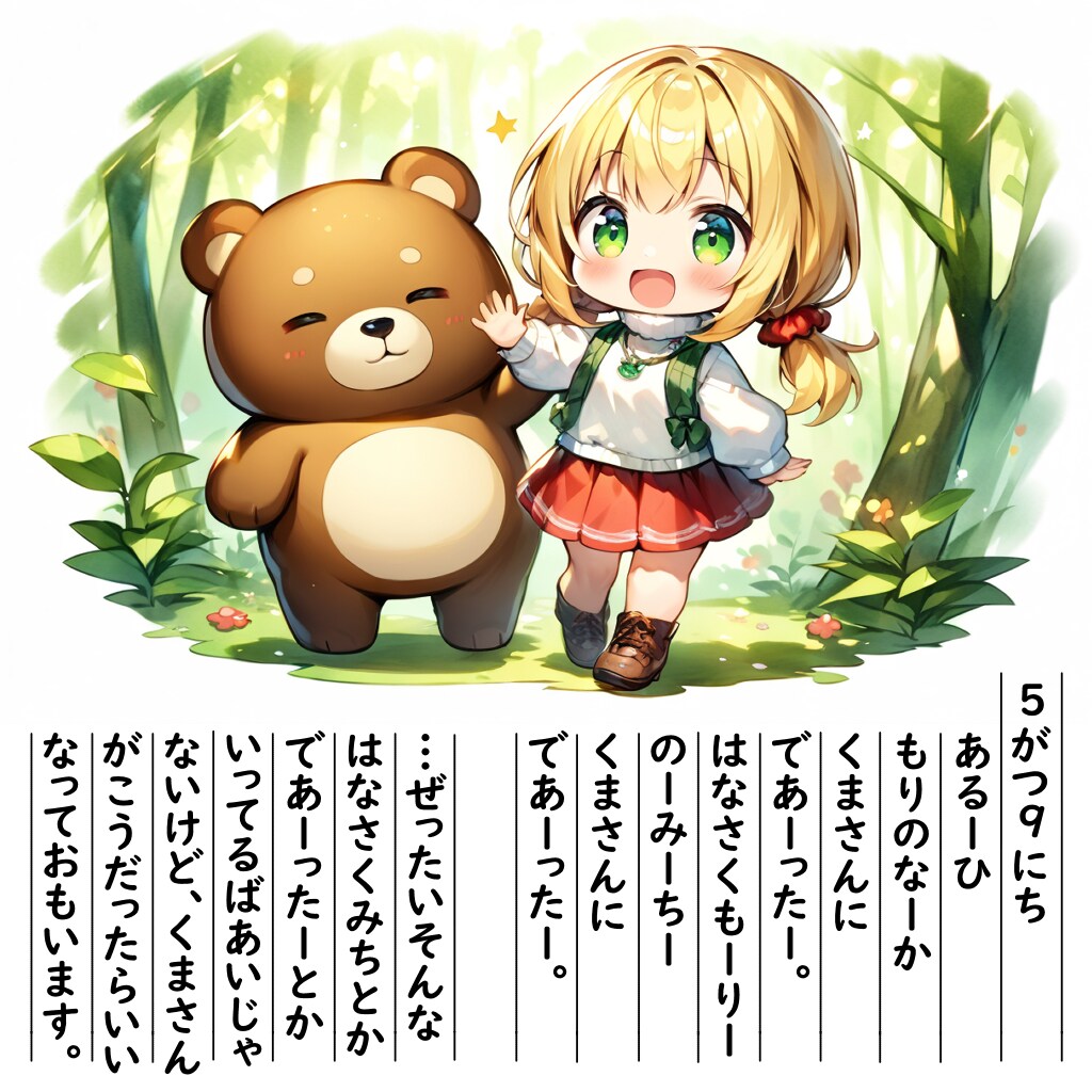 【絵日記】もりのくまさんです