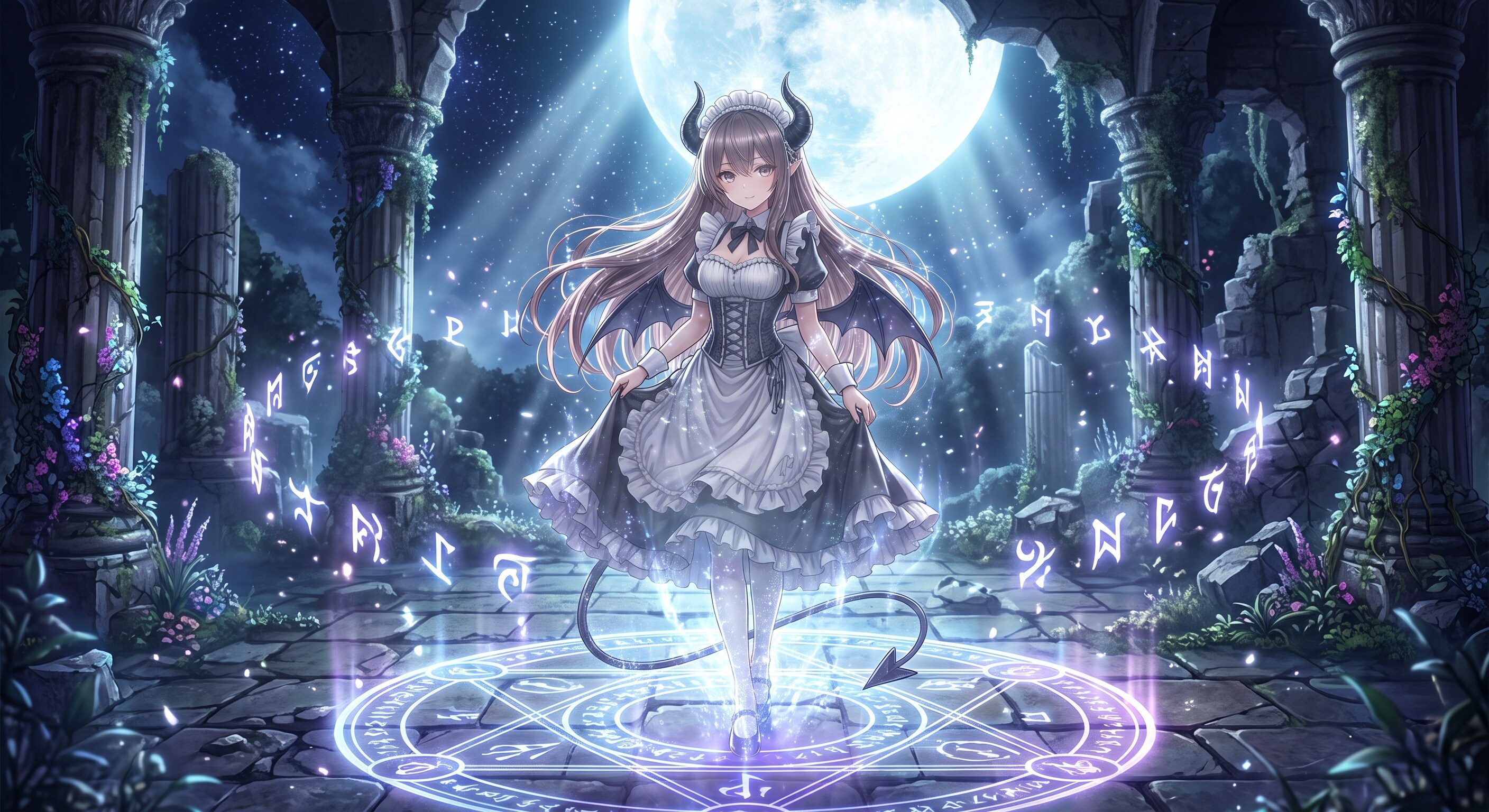 月夜に召喚されるアクちゃん | の人気AIイラスト・グラビア