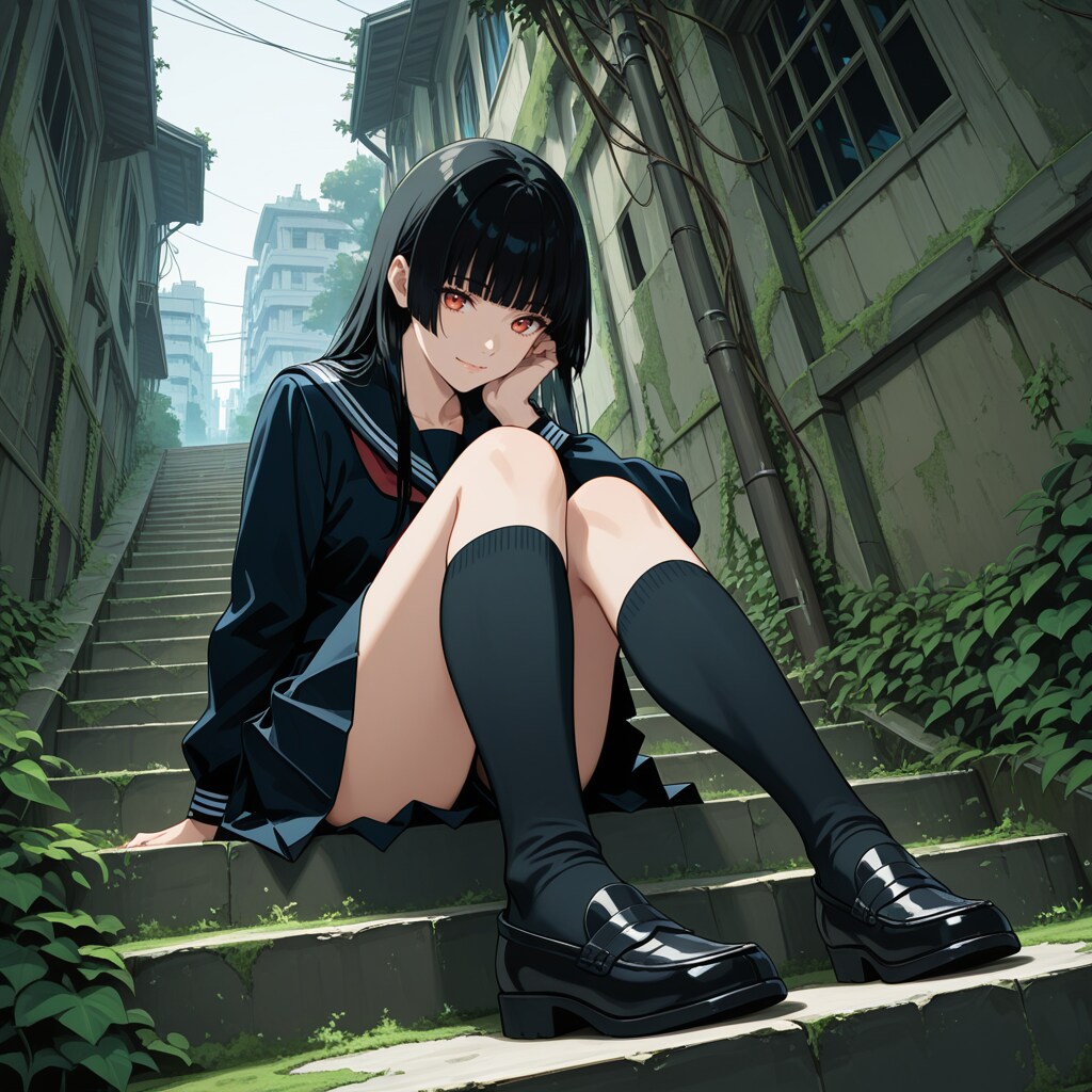廃墟とセーラー服