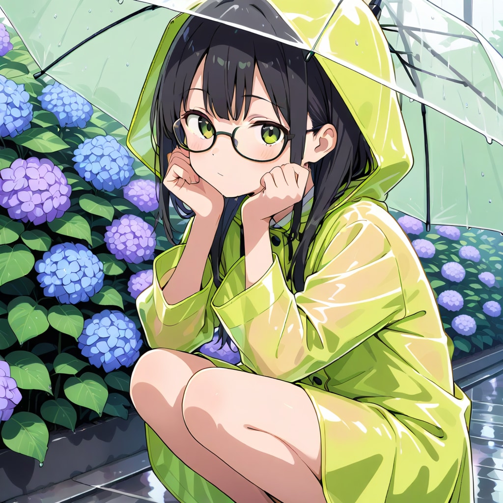 あじさいとレインコート | の人気AIイラスト・グラビア