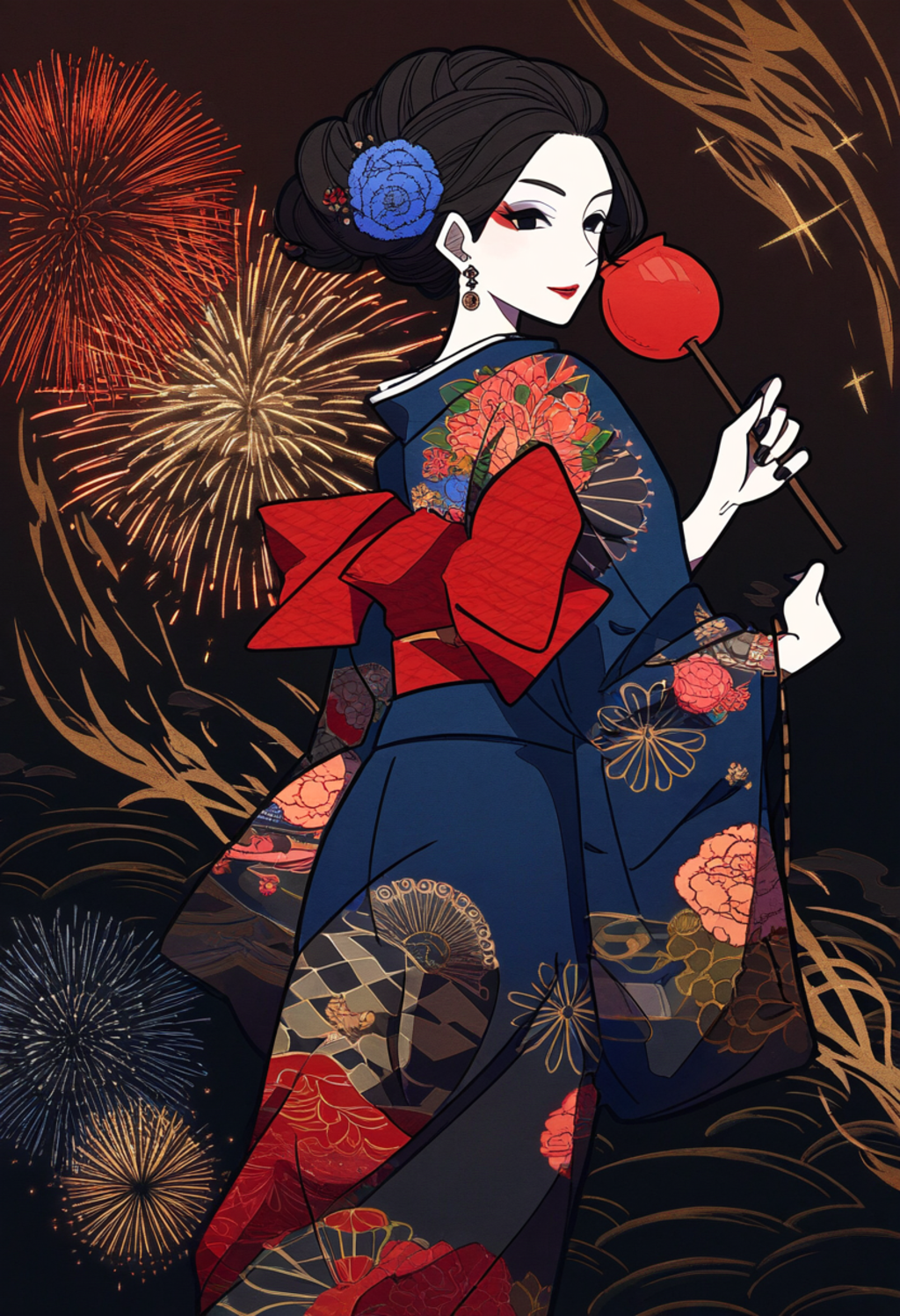 花火の見返り美人