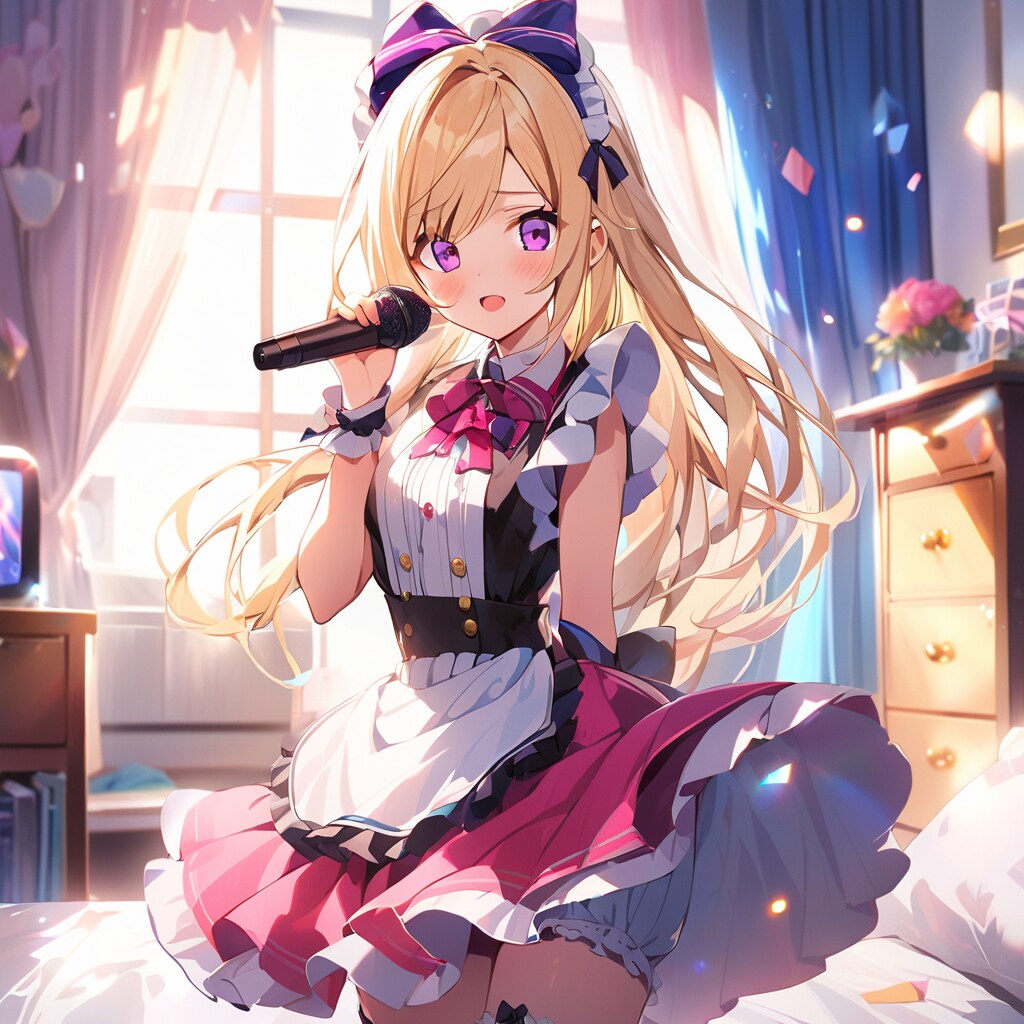 金髪アイドルメイドキミのために歌う | の人気AIイラスト・グラビア