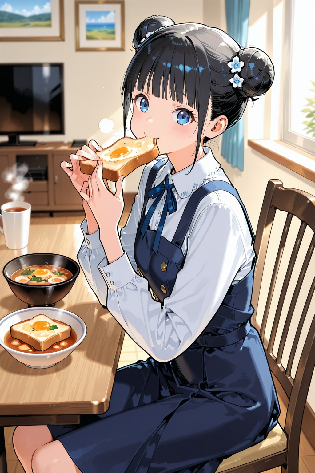 おだんごちゃん🍡✨と朝ごはん🍚✨　3/6 | の人気AIイラスト・グラビア