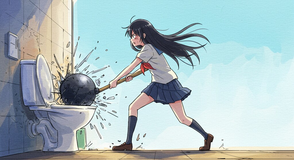 無知ゆえ、洋式トイレに戸惑う少女