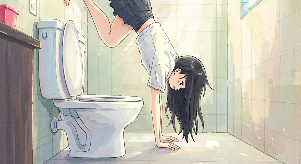 無知ゆえ、洋式トイレに戸惑う少女