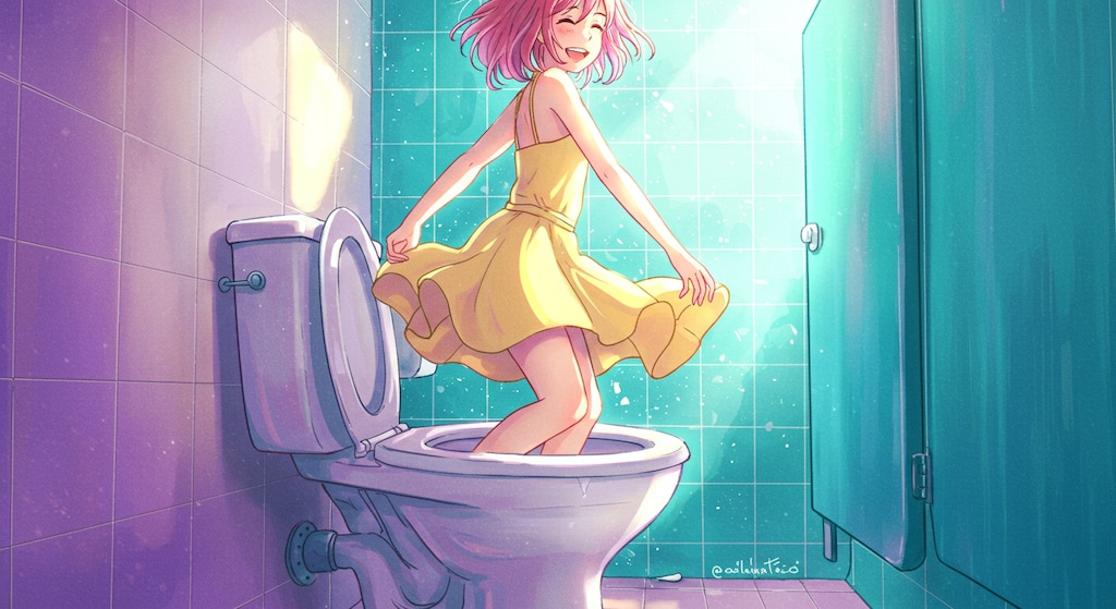 無知ゆえ、洋式トイレに戸惑う少女