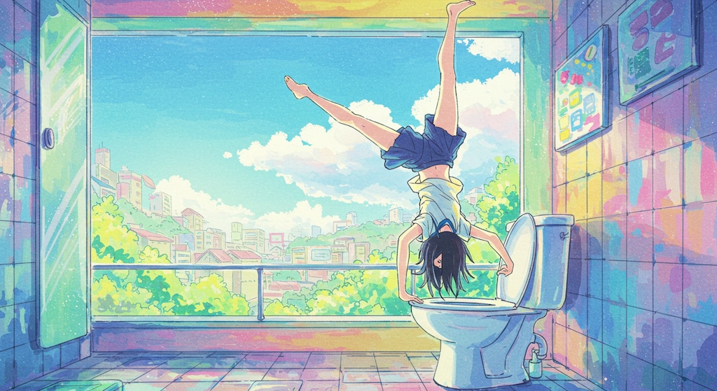 無知ゆえ、洋式トイレに戸惑う少女