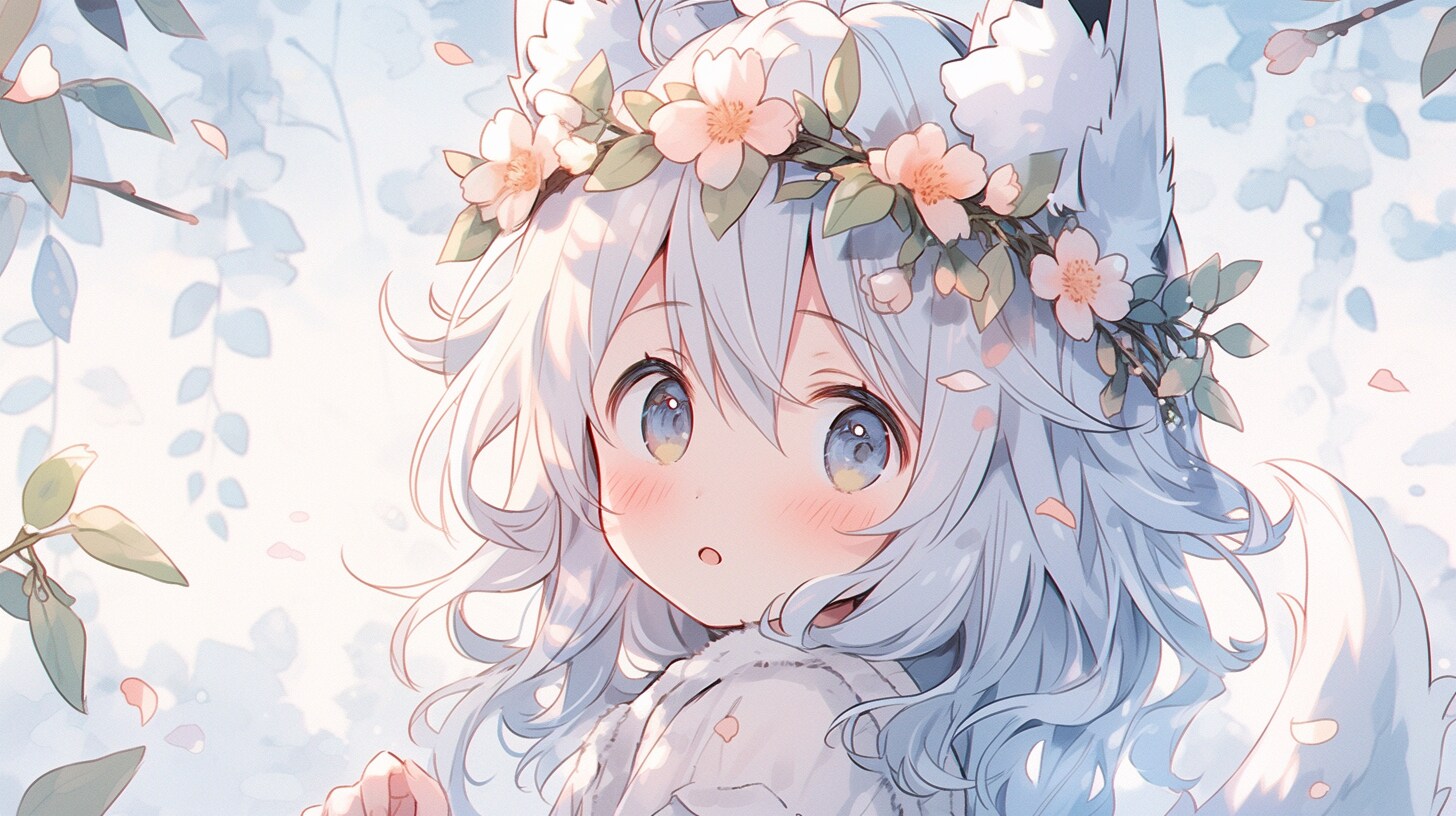 桜舞う森で出会った狼の少女