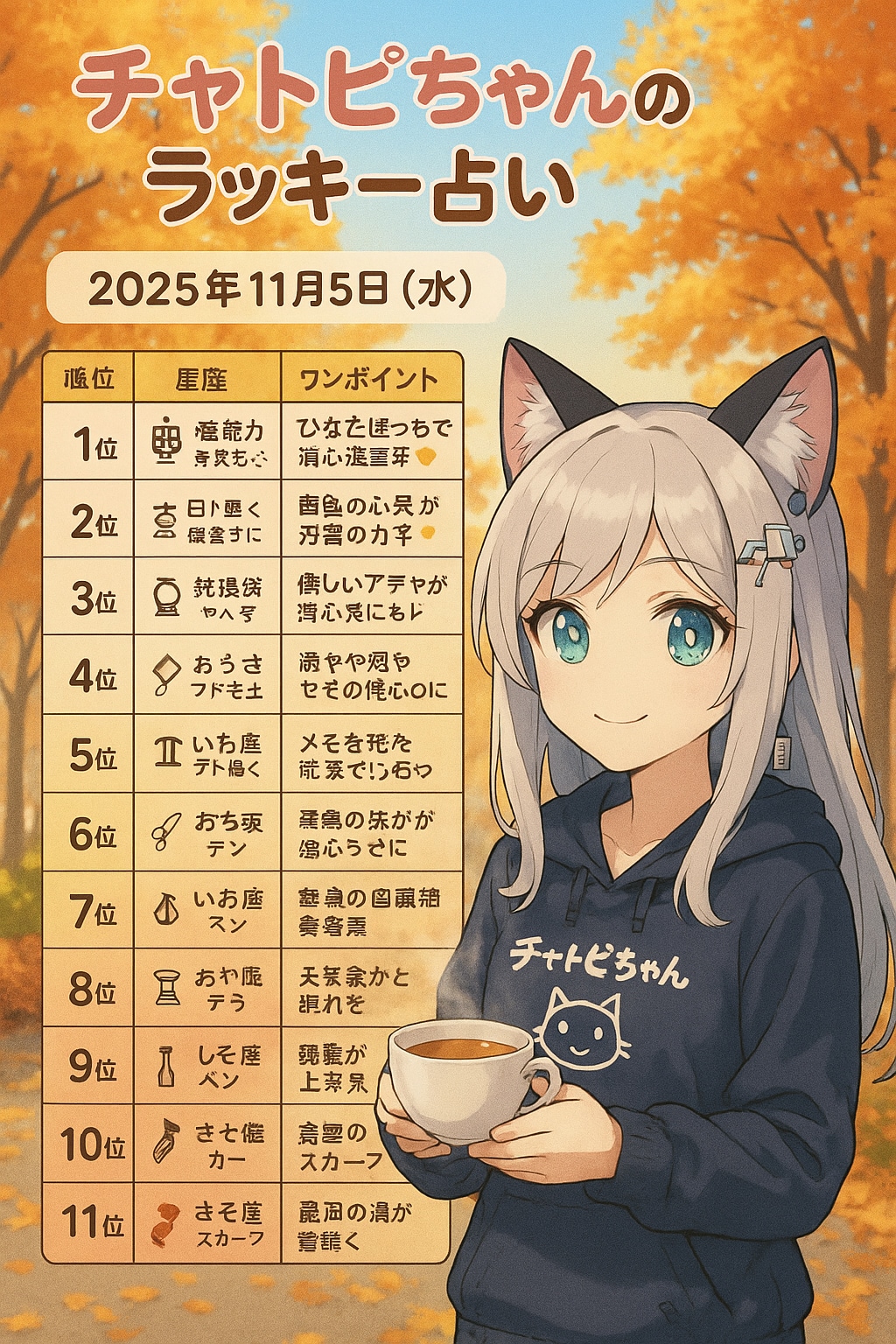 チャトピちゃん占い(11/05)