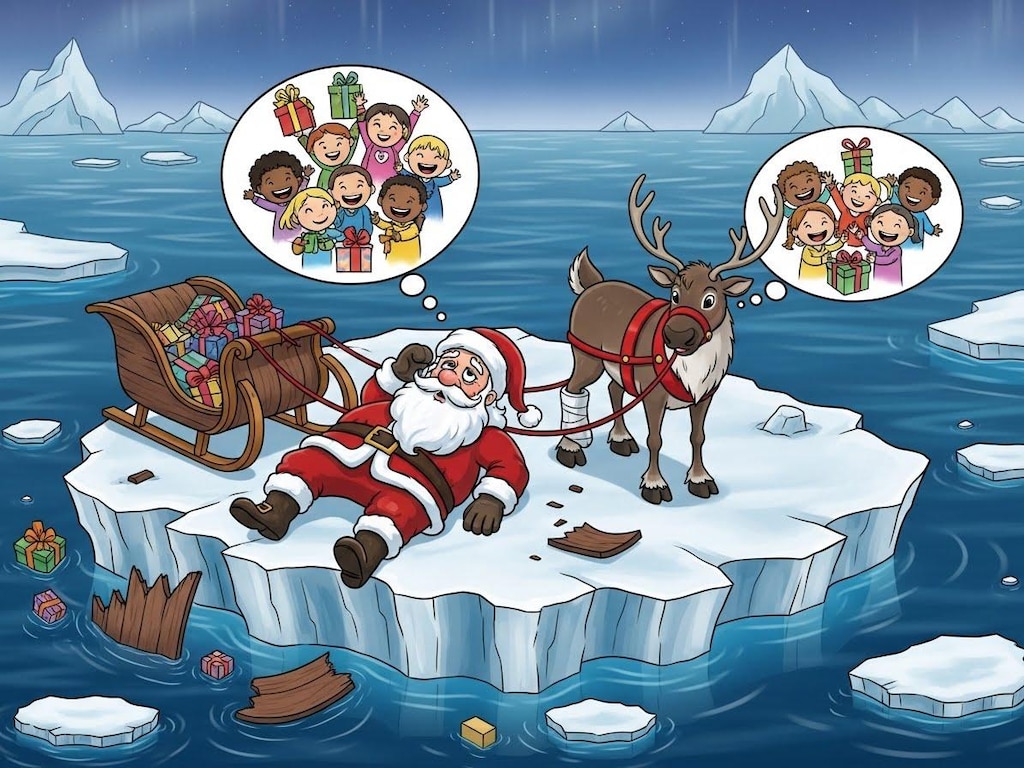 流氷で漂流するサンタクロース・３