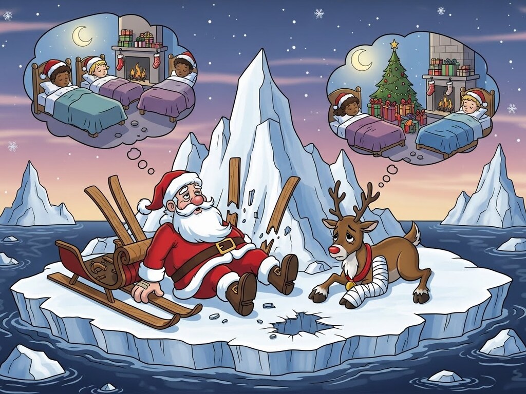 流氷で漂流するサンタクロース・３