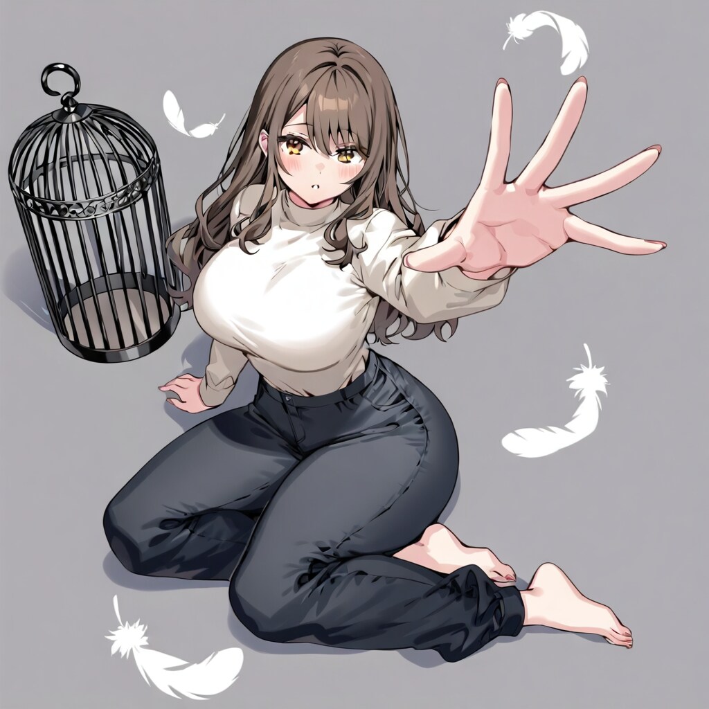 鳥かごと女性 | の人気AIイラスト・グラビア