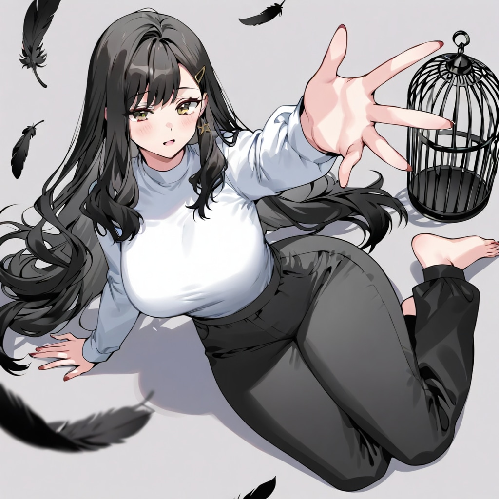 鳥かごと女性