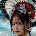 横乳　着物美女 8枚目