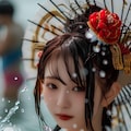 横乳　着物美女 11枚目