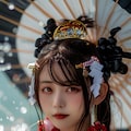 横乳　着物美女 2枚目
