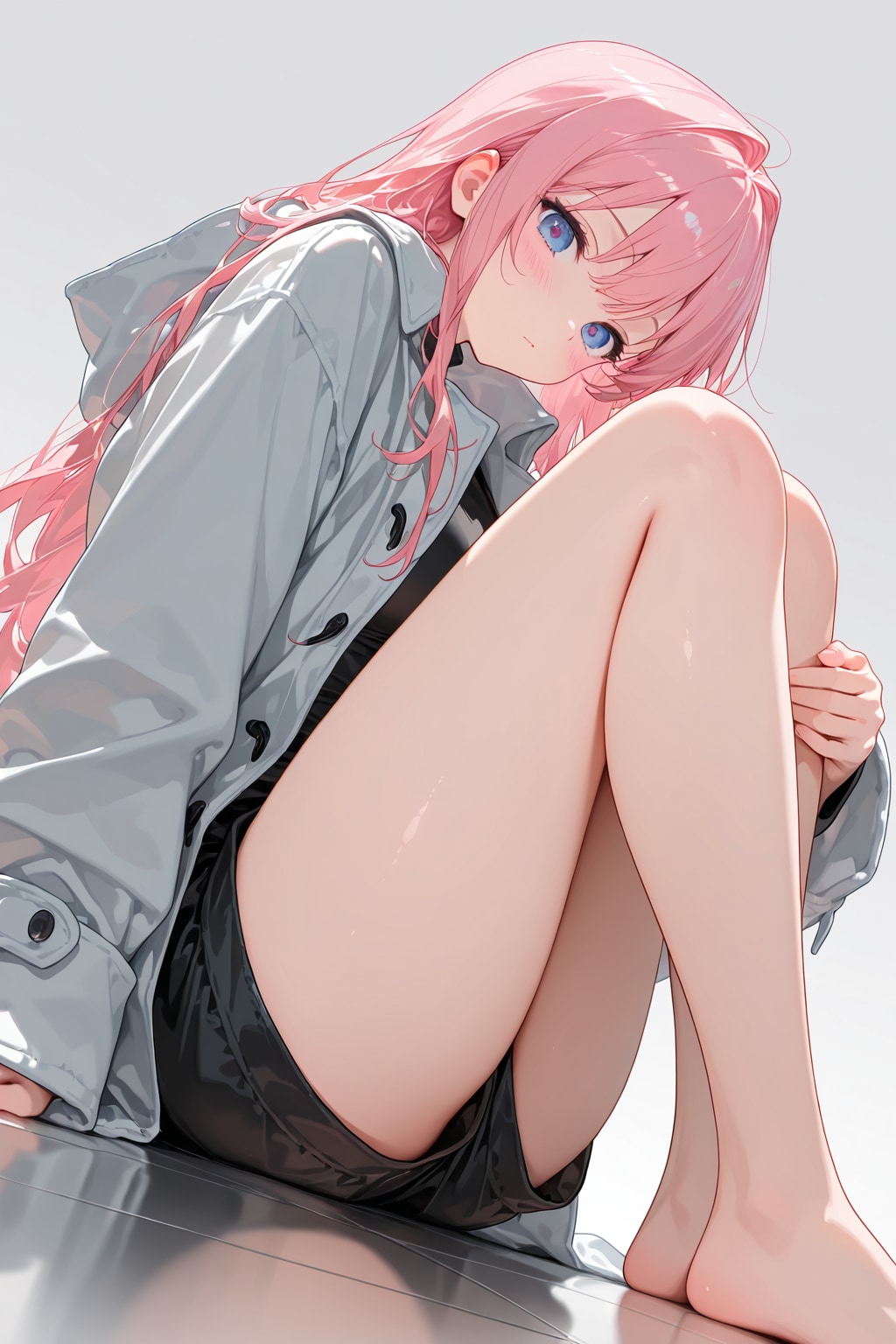 太もも白コート