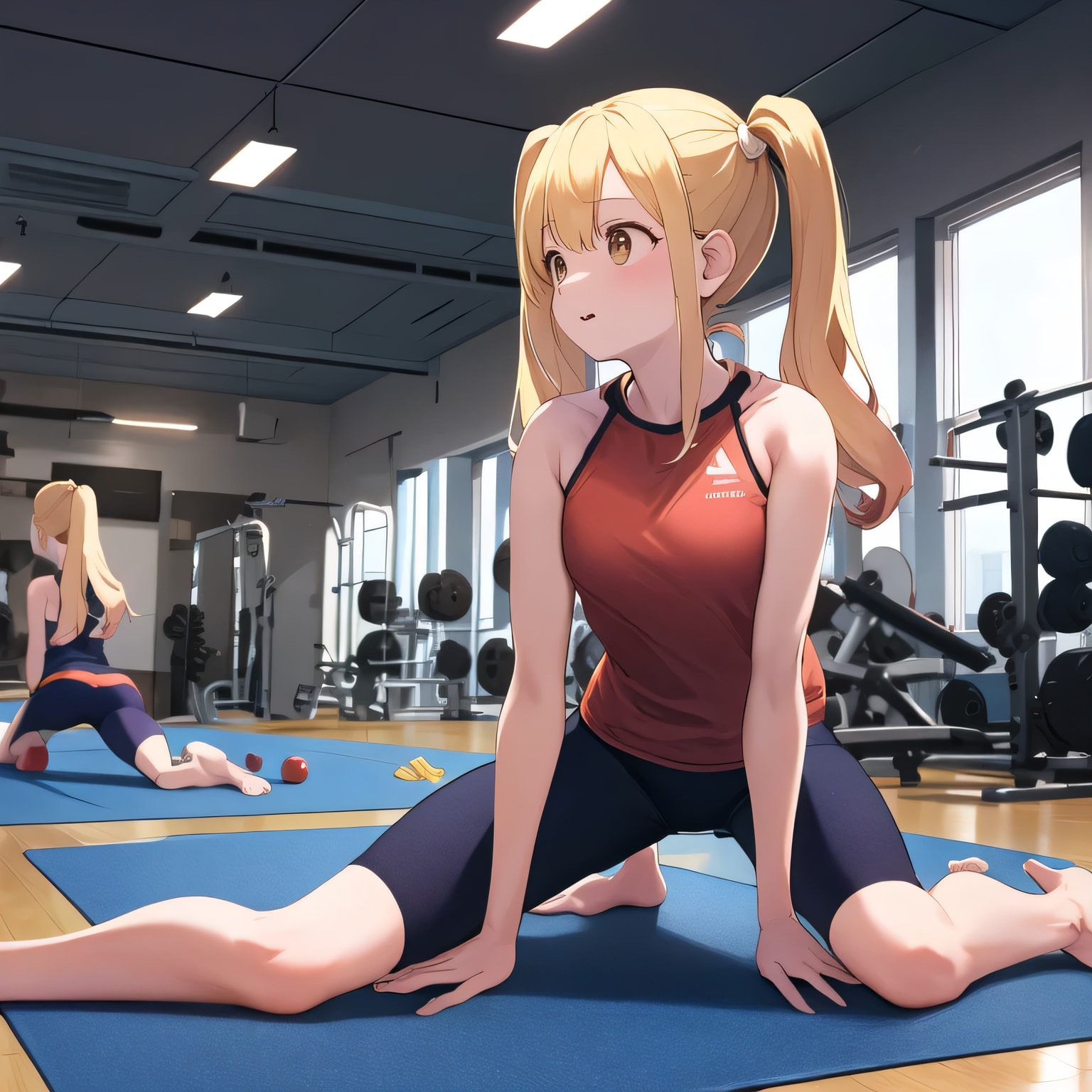 金髪ロングで筋トレの少女８ | の人気AIイラスト・グラビア