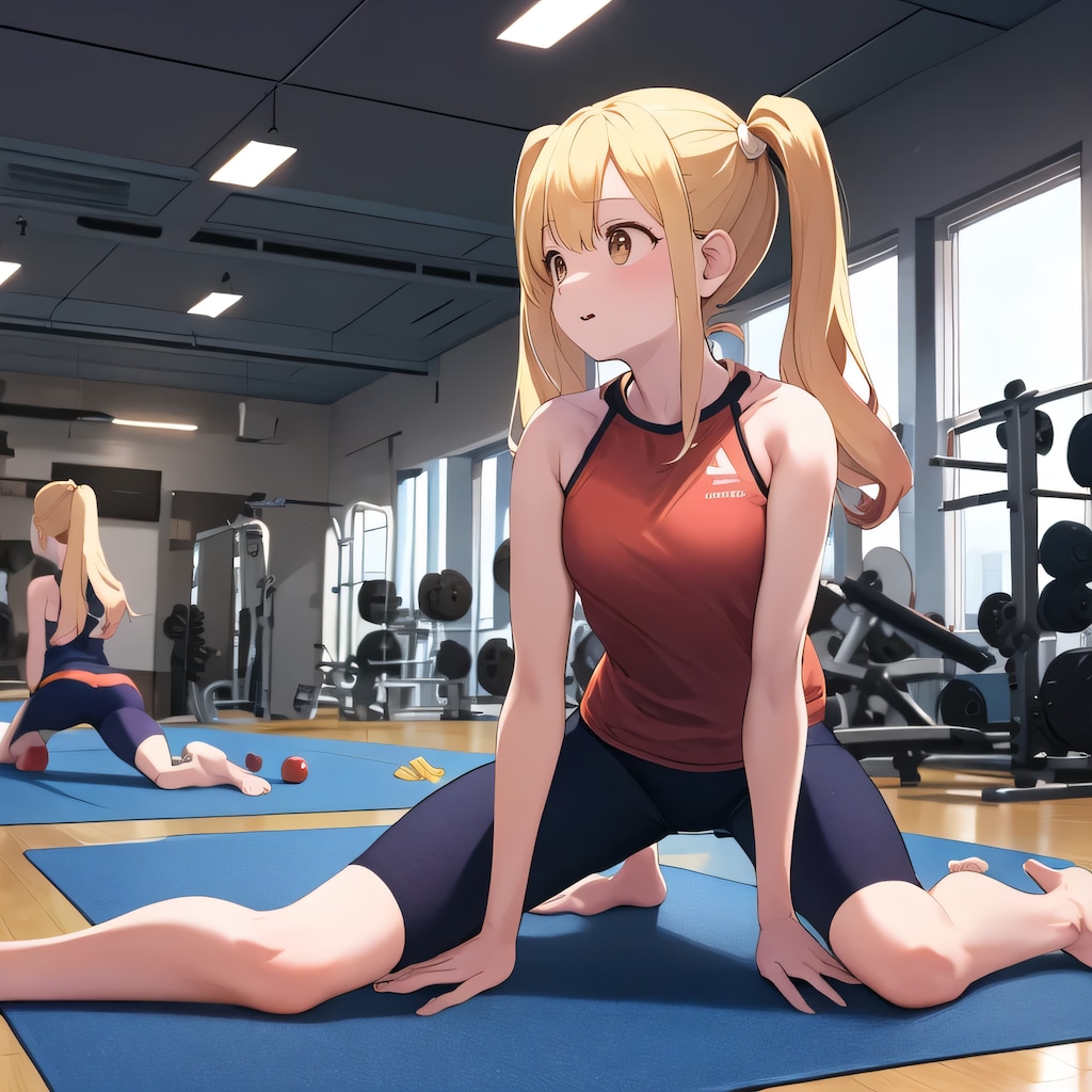 金髪ロングで筋トレの少女８