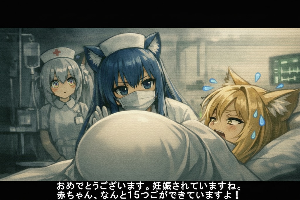 [問題に解答] 狐娘に対する猫耳医師の次のセリフ、および状況を生成してください（ちちぷいセンター試験）