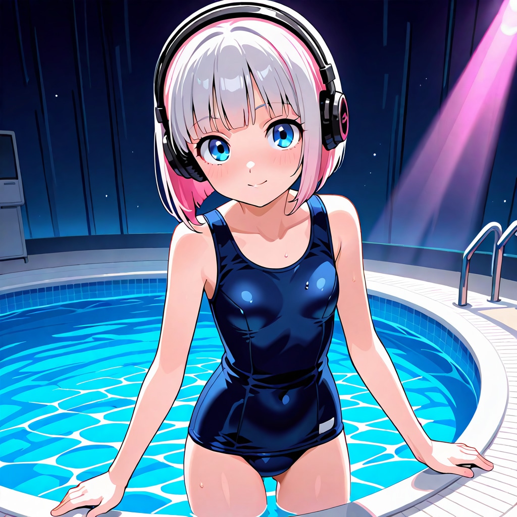 スク水ヘッドホン少女