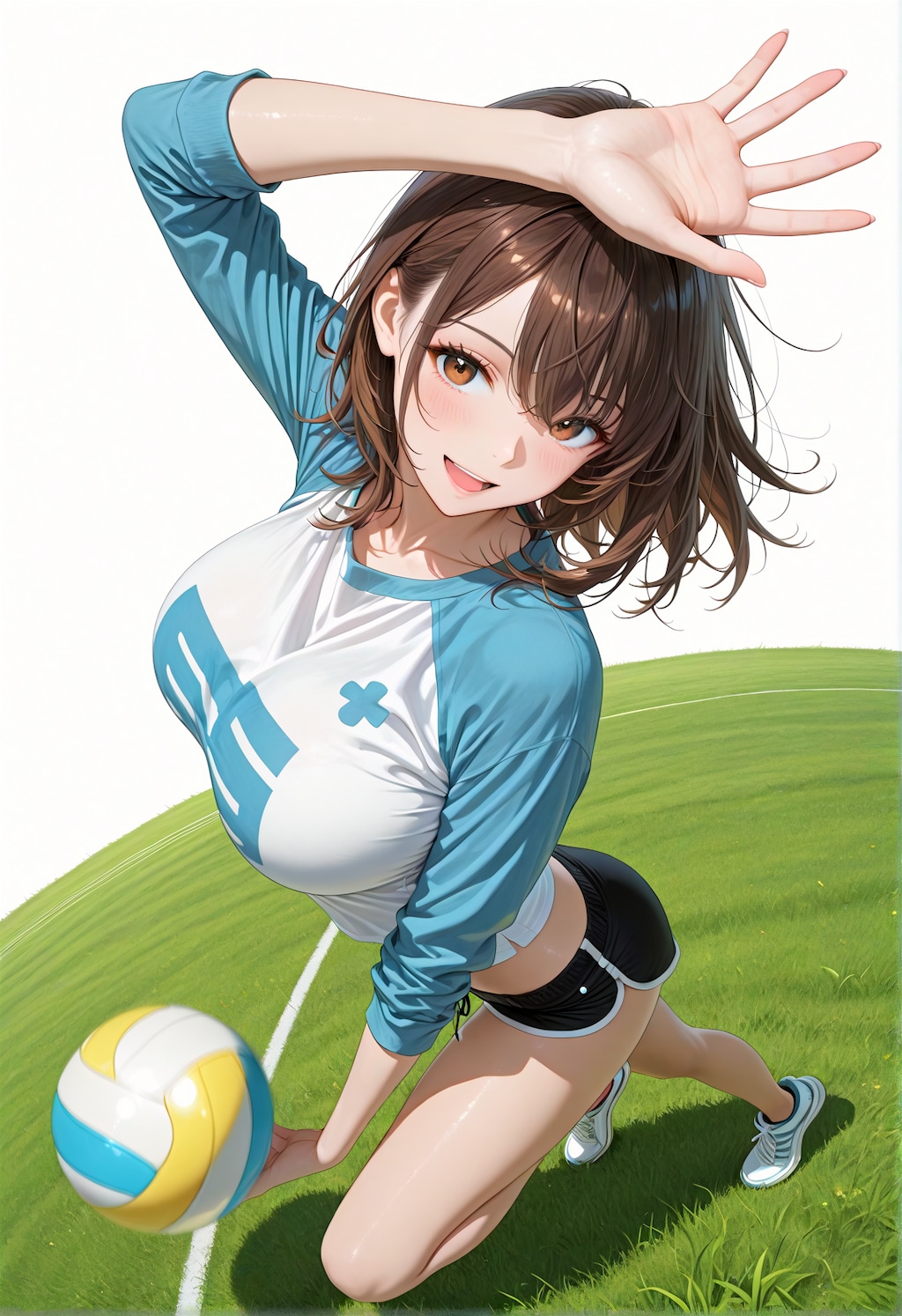 ラグランTシャツで公園バレーボールデート