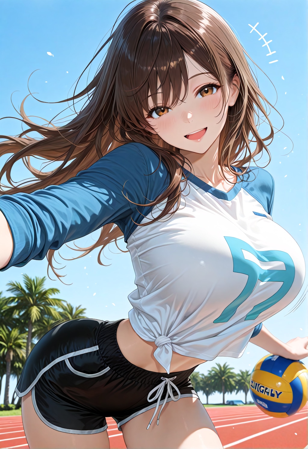 ラグランTシャツで公園バレーボールデート