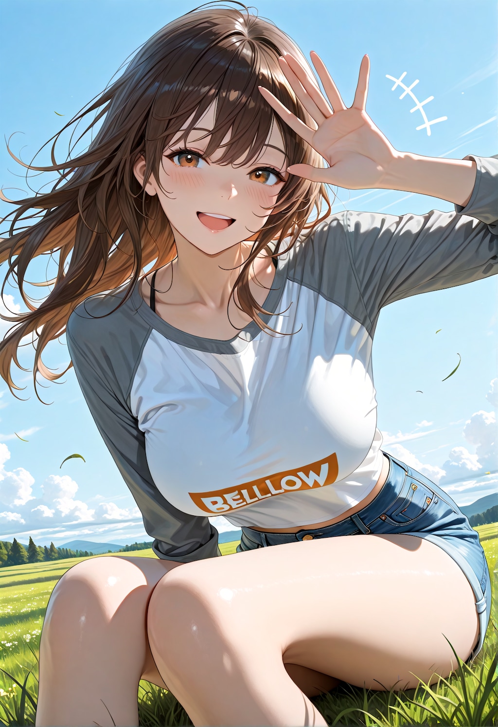 ラグランTシャツで公園バレーボールデート
