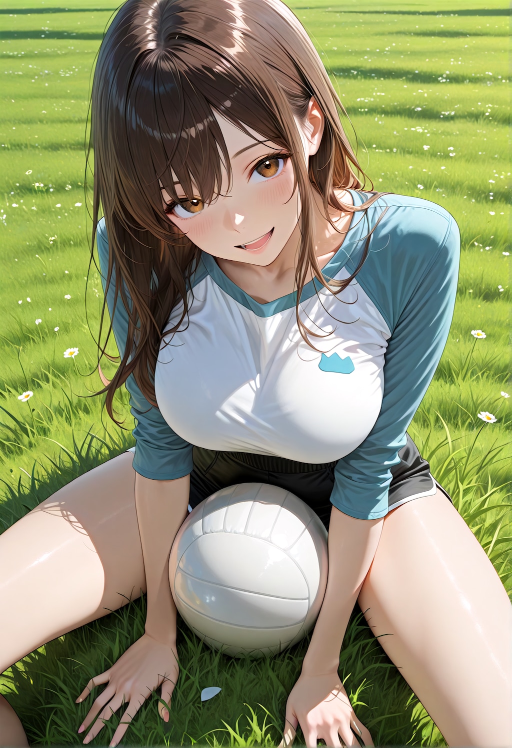 ラグランTシャツで公園バレーボールデート