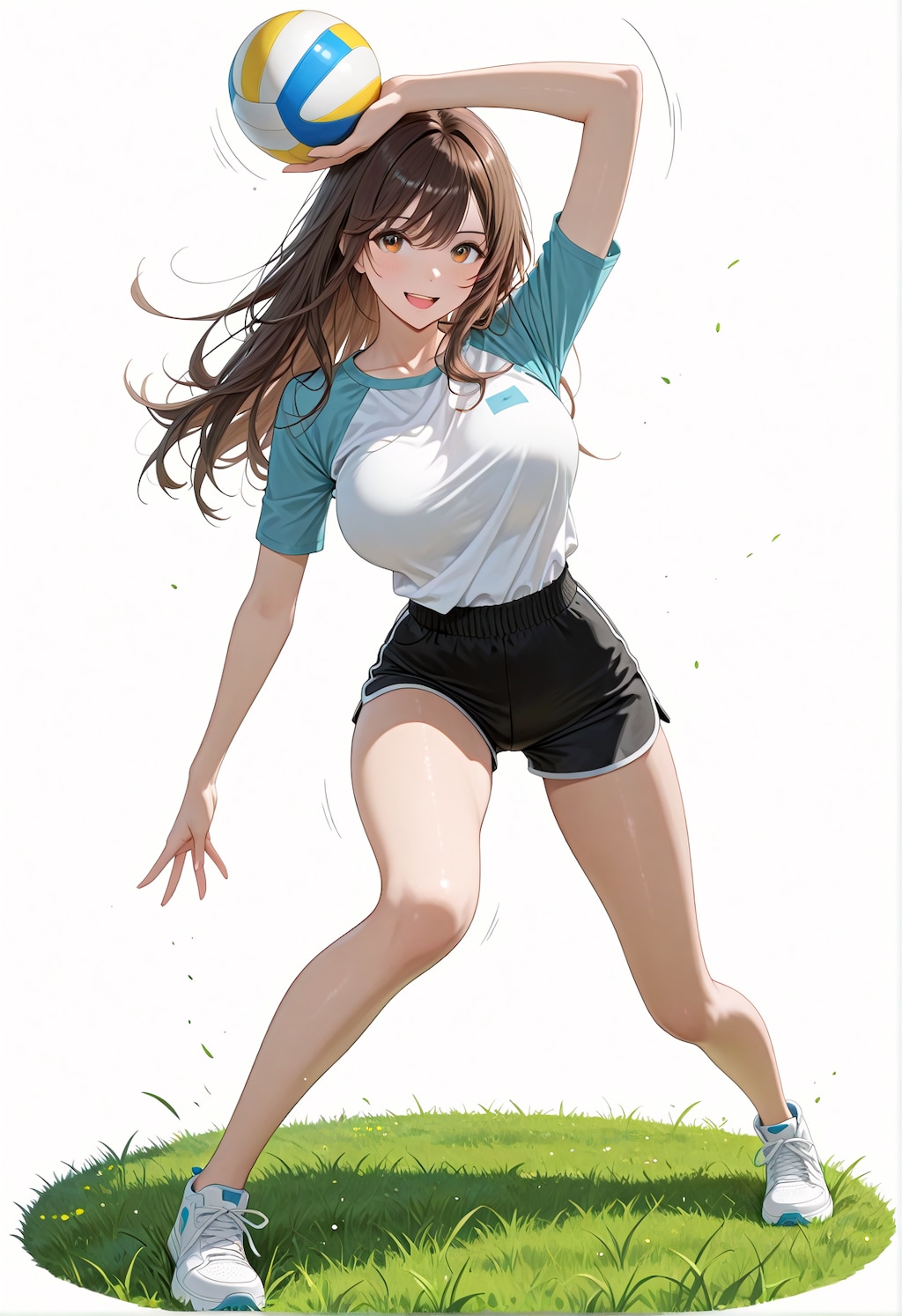 ラグランTシャツで公園バレーボールデート