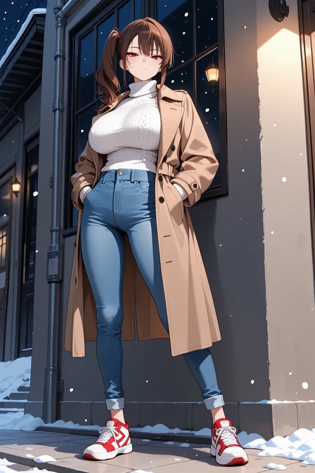 (眼鏡なし)年末デートの待ち合わせ中のアカネちゃん