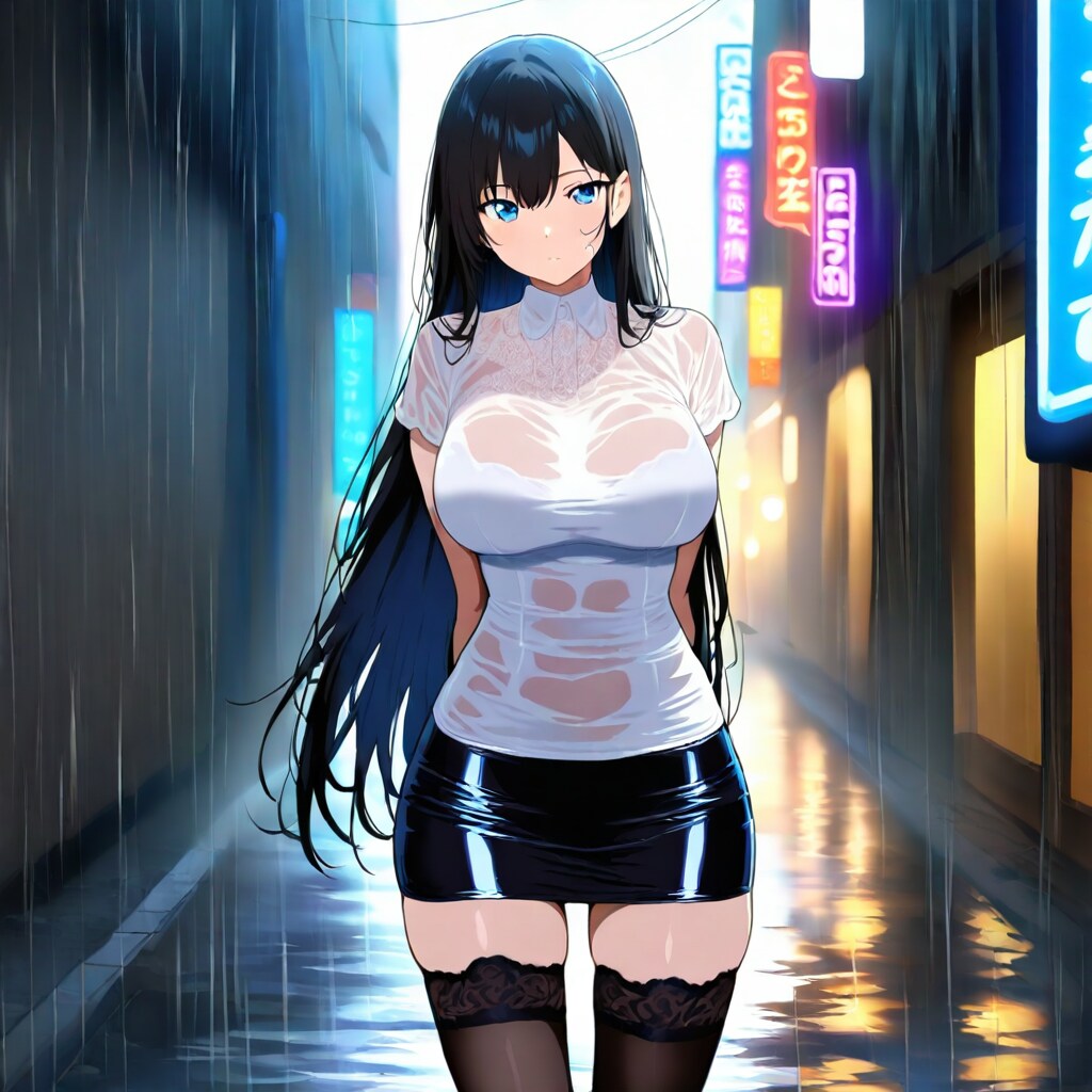 黒髪(雨) | の人気AIイラスト・グラビア