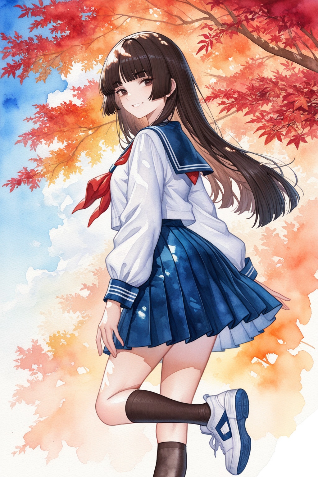やっと赤のセーラースカーフ(red Sailor Neckerchief)のマフラー無し | の人気AIイラスト・グラビア